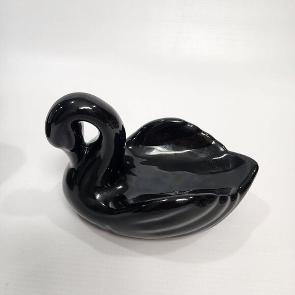 2 Vintage MCM Ceramic Swan Towel Holder Black Swan Retro Decor - Picture 8 of 8
